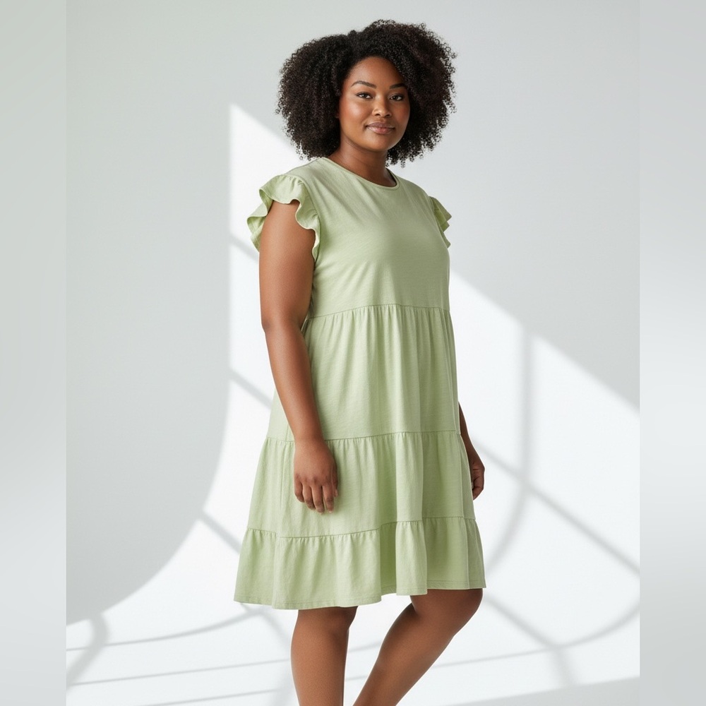 True Craft Mint Green Ruffle Dress Size M